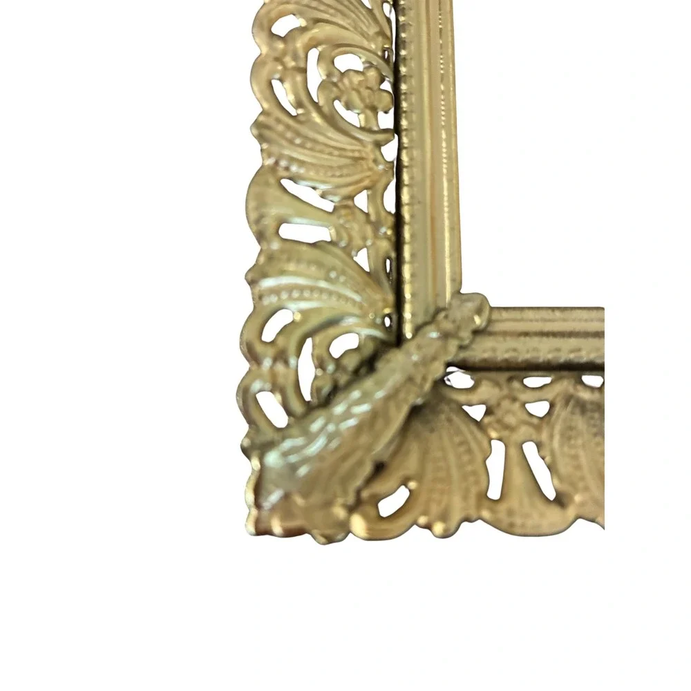 VTG 5x7 Gold Filigree Picture Frame Ornate Metal Scrollwork Hollywood Regency